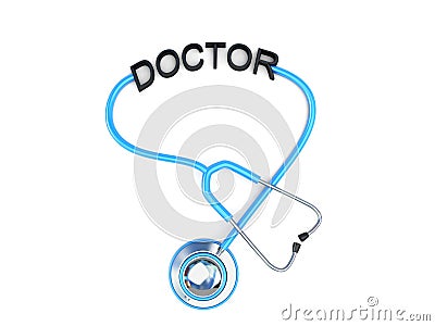 Stethoscope and doctor text Stock Photo