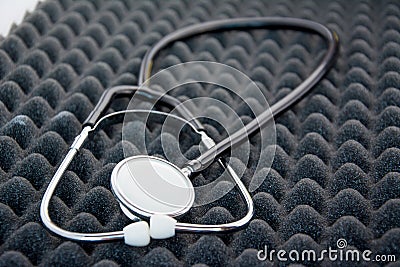Stethoscope dual head phone medical equipment background Stock Photo