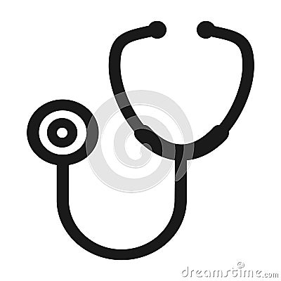 Stethoscope flat diagnostic icon vector. Doctor item, hospital pictogram isolated on background Vector Illustration