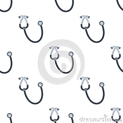 Stethoscope Flat Icon Seamless Pattern Vector Illustration