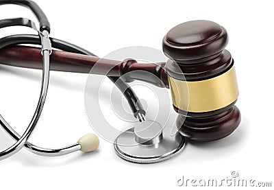 Stethoscope and gavel Stock Photo