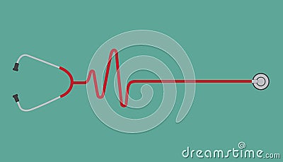 Stethoscope with a heart beat pulse concept Vector Illustration