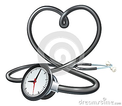 Stethoscope Heart Clock Concept Vector Illustration