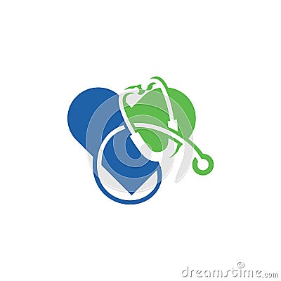 Stethoscope Heart Medical Healthcare Logo Design Vector Vector Illustration