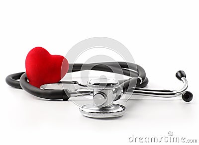 Stethoscope with heart on a white Stock Photo