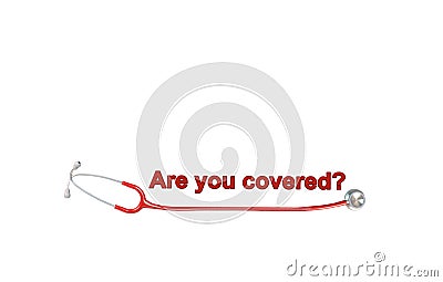 Stethoscope horizontal line red isolated medical background helthcare medicine - are your covered Stock Photo