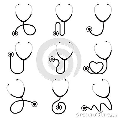 Stethoscope icon set Vector Illustration