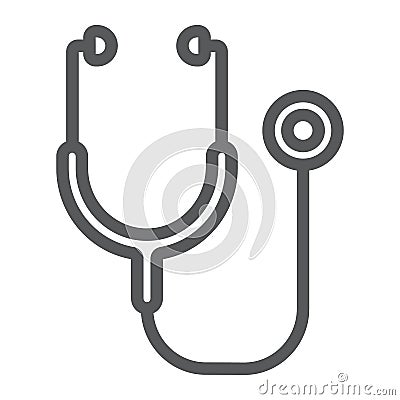 Stethoscope line icon, health and clinical Vector Illustration