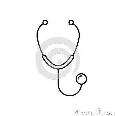 Stethoscope line icon on white background. Editable stroke Vector Illustration