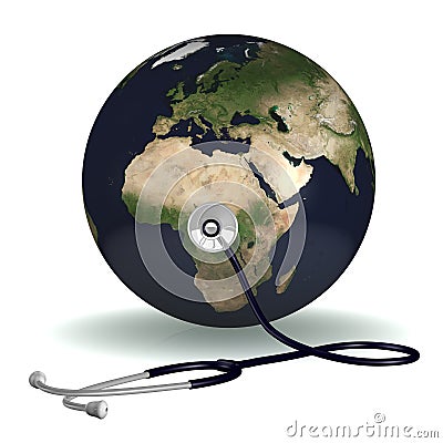 Stethoscope listening to the earth Stock Photo
