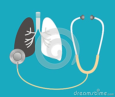 A stethoscope listens to the lungs Vector Illustration