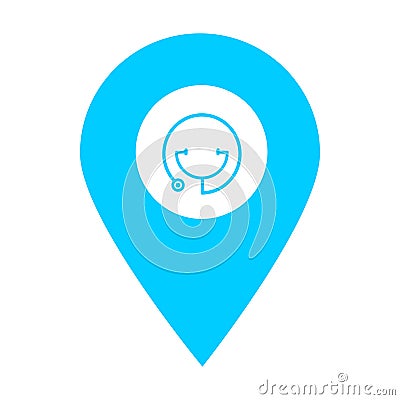 Stethoscope location map pin icon. Element of map point for mobile concept and web apps. Icon for website design and development, Stock Photo