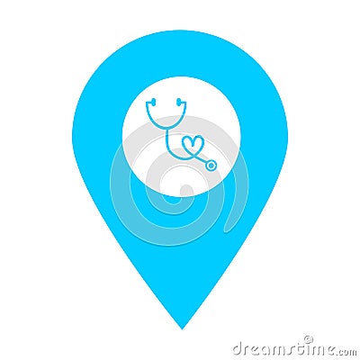 Stethoscope location map pin icon. Element of map point for mobile concept and web apps. Icon for website design and development, Stock Photo