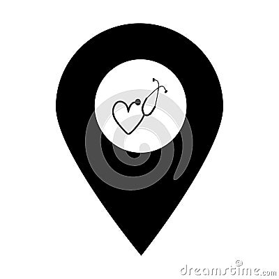 Stethoscope location map pin icon. Element of map point for mobile concept and web apps. Icon for website design and development, Stock Photo