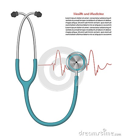 Stethoscope. medical equipment for heart rate measurement Vector Illustration