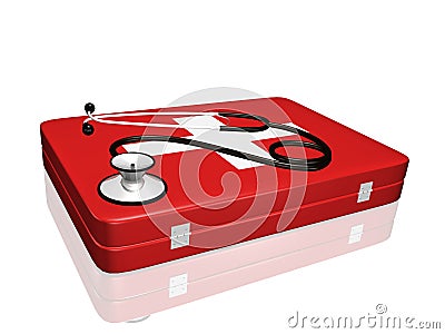 Stethoscope and Medical Kit Stock Photo