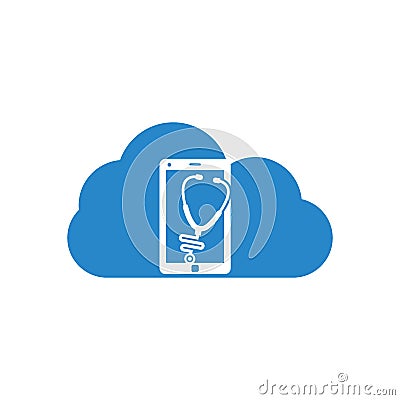Stethoscope mobile cloud shape concept logo design Vector Illustration