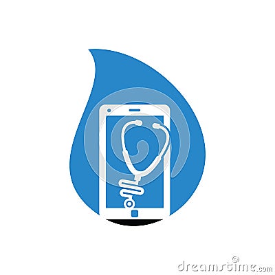 Stethoscope mobile drop shape concept logo design Vector Illustration