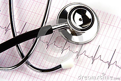 Stethoscope Over A Electrocardiogram Stock Photo