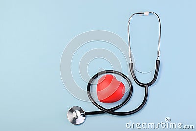 Stethoscope with red heart. medical concept Stock Photo