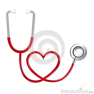 Stethoscope In Shape Of Heart. Vector Vector Illustration