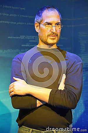 Steve Jobs wax statue at Madame Tussauds Wax Museum at ICON Park in Orlando, Florida Editorial Stock Photo