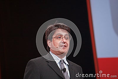 Steve Miranda makes speech at OpenWorld conference Editorial Stock Photo