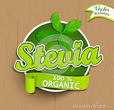Stevia label, logo, sticker. Cartoon Illustration