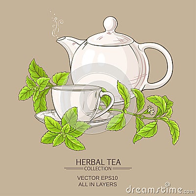 Stevia tea illustration Vector Illustration