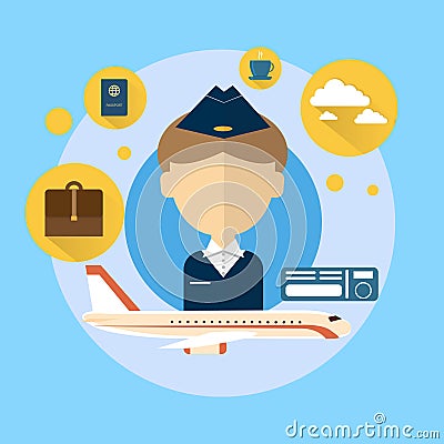 Steward Airport Crew Icon Vector Illustration