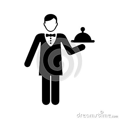 Steward, service waiter icon. Black vector Vector Illustration