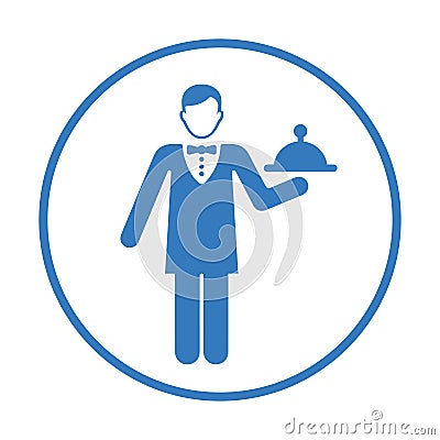 Steward, service waiter icon. Blue color vector Vector Illustration