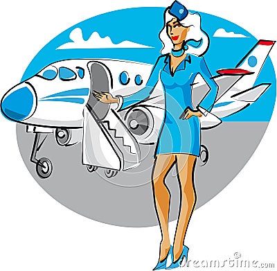 Stewardess Vector Illustration