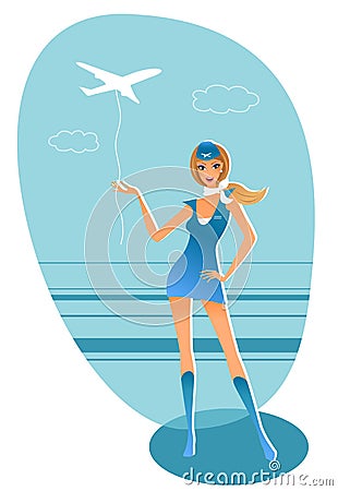 Stewardess Vector Illustration