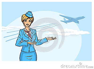 Stewardess Vector Illustration