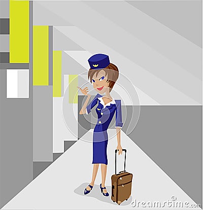 Stewardess Vector Illustration