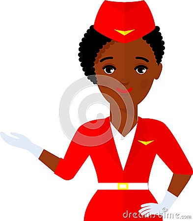 Stewardess air hostess in Uniform in Flat Style. Vector Illustration