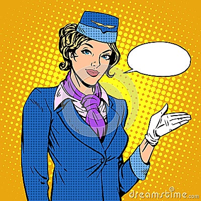 Stewardess airline invites you to Board Vector Illustration