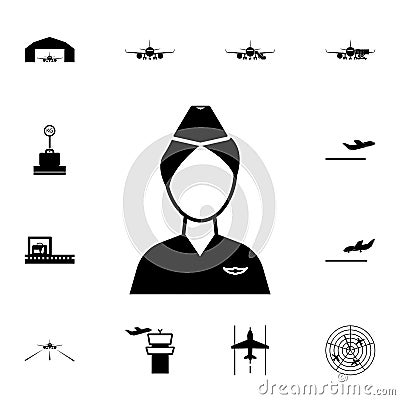 stewardess avatar icon. Detailed set of Airport icons. Premium quality graphic design sign. One of the collection icons for websit Stock Photo