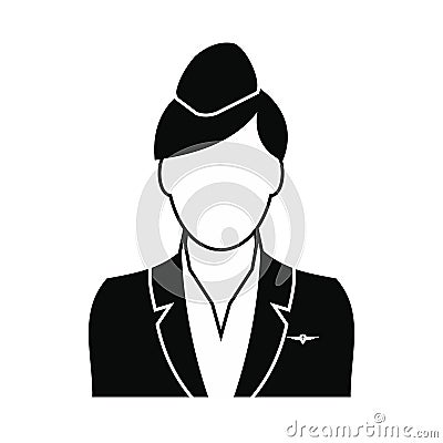 Stewardess black simple icon Vector Illustration
