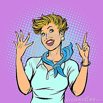 Stewardess counts on fingers Vector Illustration