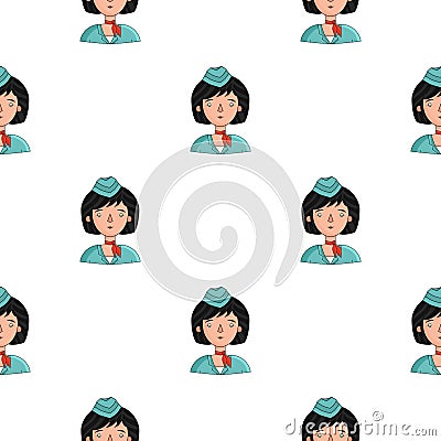 Stewardess icon in cartoon style isolated on white. People of different profession pattern stock vector Vector Illustration