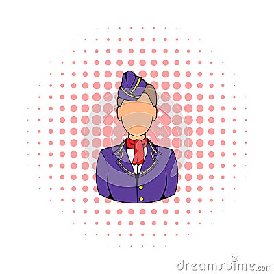 Stewardess icon in comics style Vector Illustration