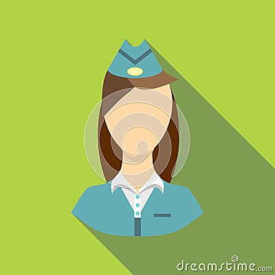 Stewardess icon, flat style Vector Illustration