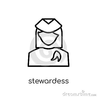 stewardess icon. Trendy modern flat linear vector stewardess icon on white background from thin line Professions collection Vector Illustration