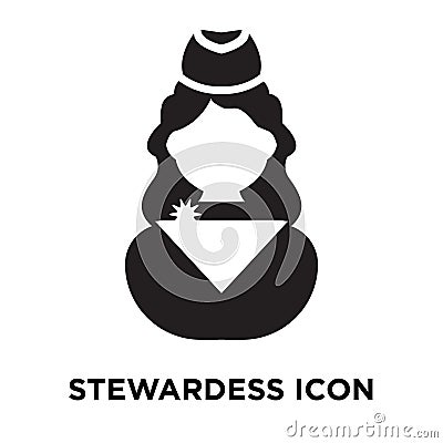 Stewardess icon vector isolated on white background, logo concept of Stewardess sign on transparent background, black filled Vector Illustration