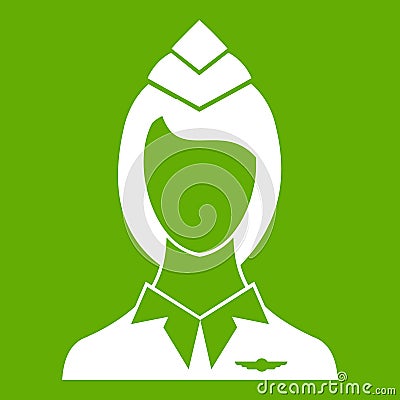 Stewardess icon green Vector Illustration