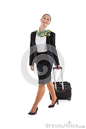 Stewardess with luggage bags Stock Photo