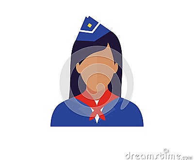 Stewardess professional logo design. Person Profile, Avatar Symbol, Female people icon. Vector Illustration
