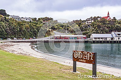 The shore Oban, which is the town at Stewart Island or Rakiura, New Zealand. Editorial Stock Photo